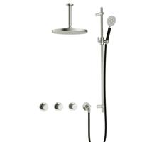 Hotbath Cobber IBS70 inbouwdouche met ronde handdouche, 15cm plafondbuis, 30cm hoofddouche en glijstang nikkel glans - thumbnail