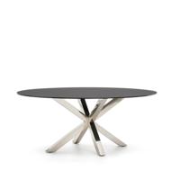 Kave Home Ovale Eettafel 'Argo' Glas, 200 x 100cm, kleur Zwart - thumbnail