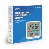 SAVIO Draadloos weerstation, temperatuur- en vochtigheidssensor, voor gebruik binnenshuis, LCD-scherm, klok, datum, handgreep met magneet, CT-01/W Wit - thumbnail