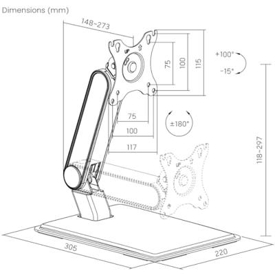 My Wall HL58L Monitorvoet 1-voudig 43,2 cm (17) - 81,3 cm (32) Zwart Staand