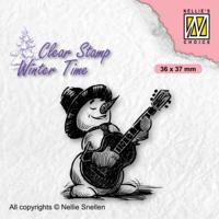 Nellie's Choice • winter time clear stempels shy snowman with guitar - thumbnail