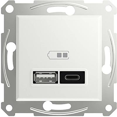 Schneider Electric EPH2770421D Wandcontactdoos met USB Asfora Wit (glanzend) 1 stuk(s)