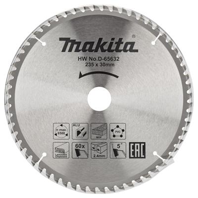 Makita Accessoires D-65632 Afkortzaagblad | div. materialen | 235x30x2,4 | 60T | 5g - D-65632