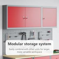 VidaXL Gereedschapskast set met plank 5 pcs rood gepoedercoat staal - thumbnail