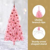 VidaXL Kerstboom met 150 led met standaard roze 150 cm pvc - thumbnail