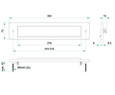 Briefplaat QUADRA rechthoek rvs mat