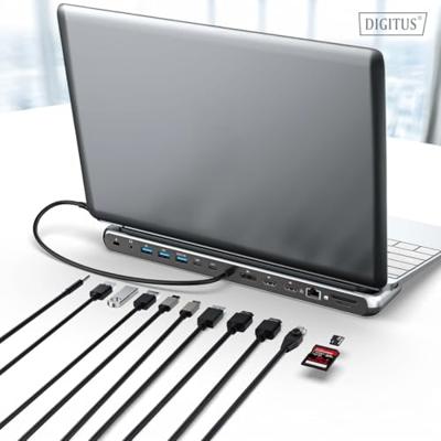 Digitus DA-70919 USB-C dockingstation Geschikt voor merk (dockingstation): Universeel Ondersteunt 8K@30 Hz (1x) / 4K@30Hz (2x)
