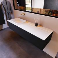 Badkamermeubelset Mondiaz Erin 150 cm met 1 Lade met RIDGE Wastafel Links Talc Zonder Kraangaten Greeploos Mat Urban - thumbnail