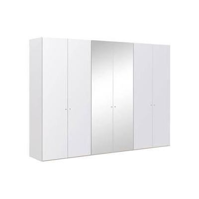 Goossens Kledingkast Easy Storage Ddk, Kledingkast 304 cm breed, 220 cm hoog, 4x glas draaideur en 2x spiegel draaideur midden Goossens Kledingkast Easy Storage Ddk, Kledingkast 304 cm breed, 220 cm hoog, 4x glas draaideur en 2x spiegel draaideur midden
