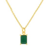 Vergulde Gouden Ketting met Groene Onyx Edelsteen Hanger - thumbnail