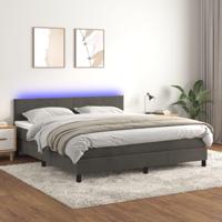 Boxspring met matras en LED fluweel donkergrijs 180x200 cm - thumbnail