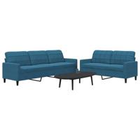 2-delige Loungeset met kussens fluweel blauw - thumbnail