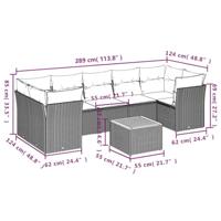 8-delige Loungeset met kussens poly rattan beige - thumbnail