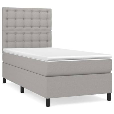 Boxspring met matras stof lichtgrijs 140x190 cm - thumbnail