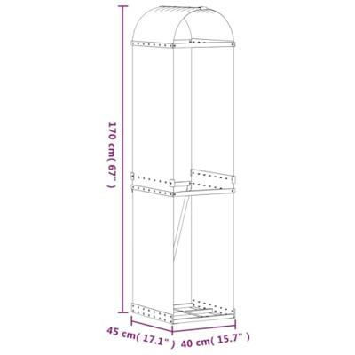 Haardhoutopslag 40x45x170 cm gegalvaniseerd staal antraciet - thumbnail