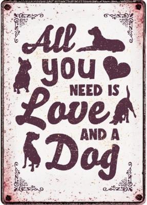 PLENTY GIFTS WAAKBORD BLIK ALL YOU NEED IS LOVE AND A DOG 21X15 CM PLENTY GIFTS WAAKBORD BLIK ALL YOU NEED IS LOVE AND A DOG 21X15 CM