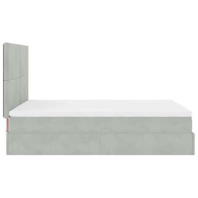 Ottoman bed met matrassen 140x200cm fluweel lichtgrijs