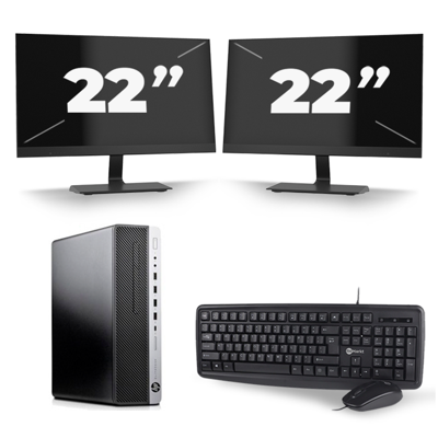 HP EliteDesk 800 G3 SFF - Intel Core i7-6e Generatie - 16GB RAM - 256GB SSD - Windows 11 + 2x 22 inch Monitor