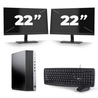 HP EliteDesk 800 G3 SFF - Intel Core i7-6e Generatie - 16GB RAM - 256GB SSD - Windows 11 + 2x 22 inch Monitor - thumbnail