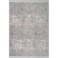 Vintage vloerkleed Smuk grijs met franjes 160x230cm - thumbnail