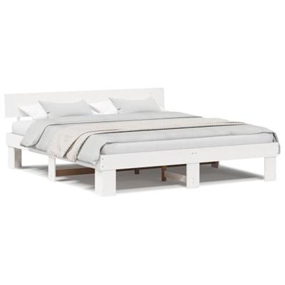 Bedframe met hoofdeinde Wit 180 x 200 cm Massief grenenhout Bedframe met hoofdeinde Wit 180 x 200 cm Massief grenenhout