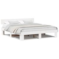 Bedframe met hoofdeinde Wit 180 x 200 cm Massief grenenhout - thumbnail