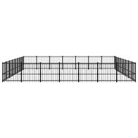 vidaXL Hondenkennel voor buiten 52,69 m² staal, kennel, hondenhuis, hondenren, hondenhok, hondenverblijf, puppyverblijf, kennels, hondenhokken - thumbnail