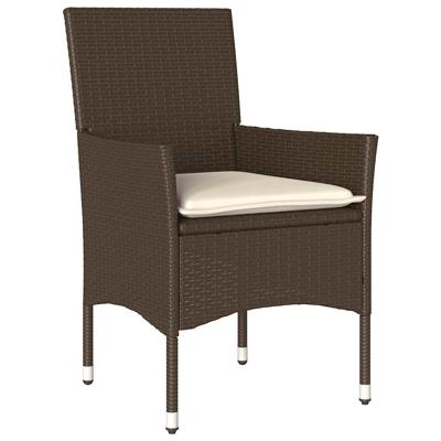 3-delige Tuinset met kussens poly rattan en glas bruin - thumbnail