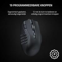 RAZER Naga V2 HyperSpeed Ergonomische gaming-muis Bluetooth, Radiografisch Optisch Zwart 21 Toetsen 30000 dpi Ergonomisch - thumbnail