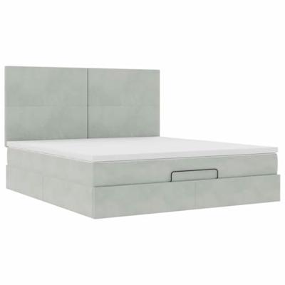 Ottoman bed met matrassen 180x200cm fluweel lichtgrijs