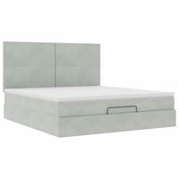 Ottoman bed met matrassen 180x200cm fluweel lichtgrijs - thumbnail