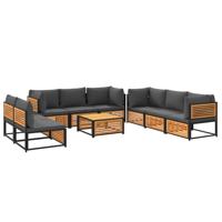 8-delige Loungeset met kussens massief acaciahout - thumbnail