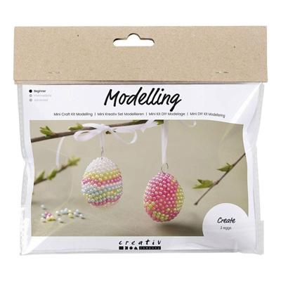 Creativ Company Mini hobbyset boetseren ei met kraaltjes, 2st.
