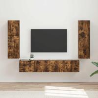 Tv-meubelset Wandgemonteerd 4 pcs Gerookt eiken Bewerkt hout - thumbnail
