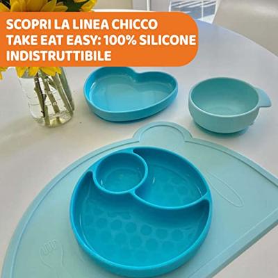Chicco kom met zuignap jongens 12,5 cm siliconen