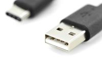 Digitus AK-300154-010-S USB-kabel USB 2.0 USB-C stekker, USB-A stekker 1.00 m Zwart Flexibel - thumbnail