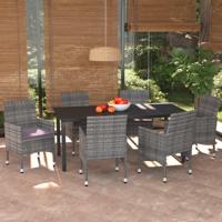 7-delige Tuinset met kussens poly rattan grijs - thumbnail
