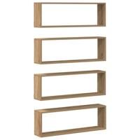Wandplank 4 pcs Ambachtelijk eiken 80 x 15 x 26 cm Bewerkt hout - thumbnail