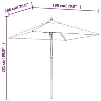 Parasol met houten paal 198x198x231 cm zandkleurig - thumbnail