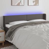 Hoofdbord LED 183x16x78/88 cm kunstleer grijs - thumbnail