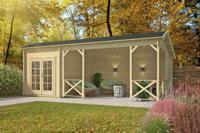 Tuindeco Kukka blokhut 700x350 cm 40 mm vuren groen geïmpregneerd- Kapschuurdak,Zadeldak- Groen geïmpregneerd vurenhout- Tuindeco - thumbnail