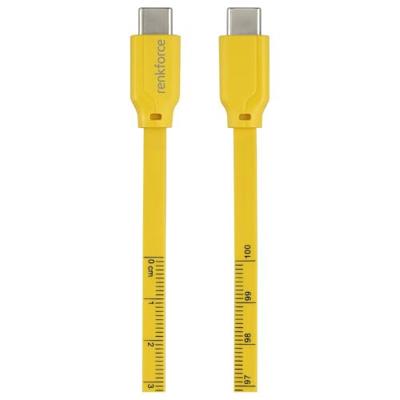 Renkforce USB-kabel USB 2.0 USB-C stekker, USB-C stekker 1.00 m Geel Met meetlint-opdruk (metrisch) RF-6721074