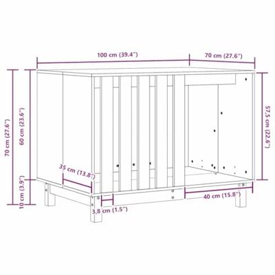 Hondenhuis Wasbruin 100 x 70 x 70 cm Massief grenenhout
