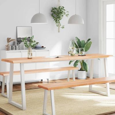 Tafelblad natuurlijke rand 200x40x(2-6) cm eikenhout lichtbruin
