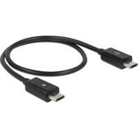 Delock 83570 USB-kabel USB 2.0 USB-micro-B stekker, USB-micro-B stekker 0.30 m Zwart Met OTG-functie - thumbnail