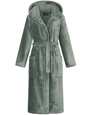 Morgenstern Morgenstern damesbadjas met capuchon Betty Groen Maat L