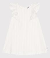 Korte mouwen katoenen kinderjurk PETIT BATEAU wit - thumbnail
