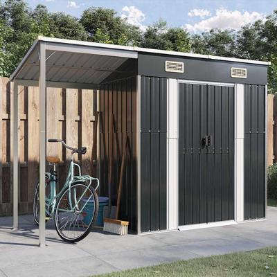 Tuinschuur met verlengd dak 277x107x181 cm staal antraciet