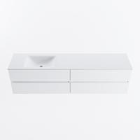 MONDIAZ VICA 190cm badmeubel onderkast Talc 4 lades. Wastafel CLOUD links zonder kraangat, kleur Talc. - thumbnail