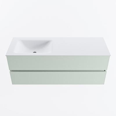 MONDIAZ VICA 130cm badmeubel onderkast Greey 2 lades. Wastafel CLOUD links zonder kraangat, kleur Talc.